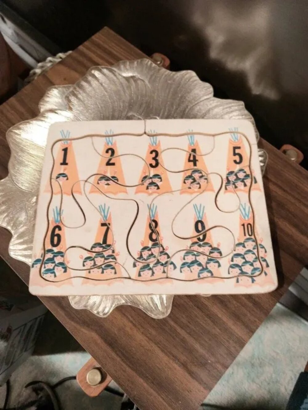 Vintage Wood 10 Little Indians Puzzle 1-10 Educational